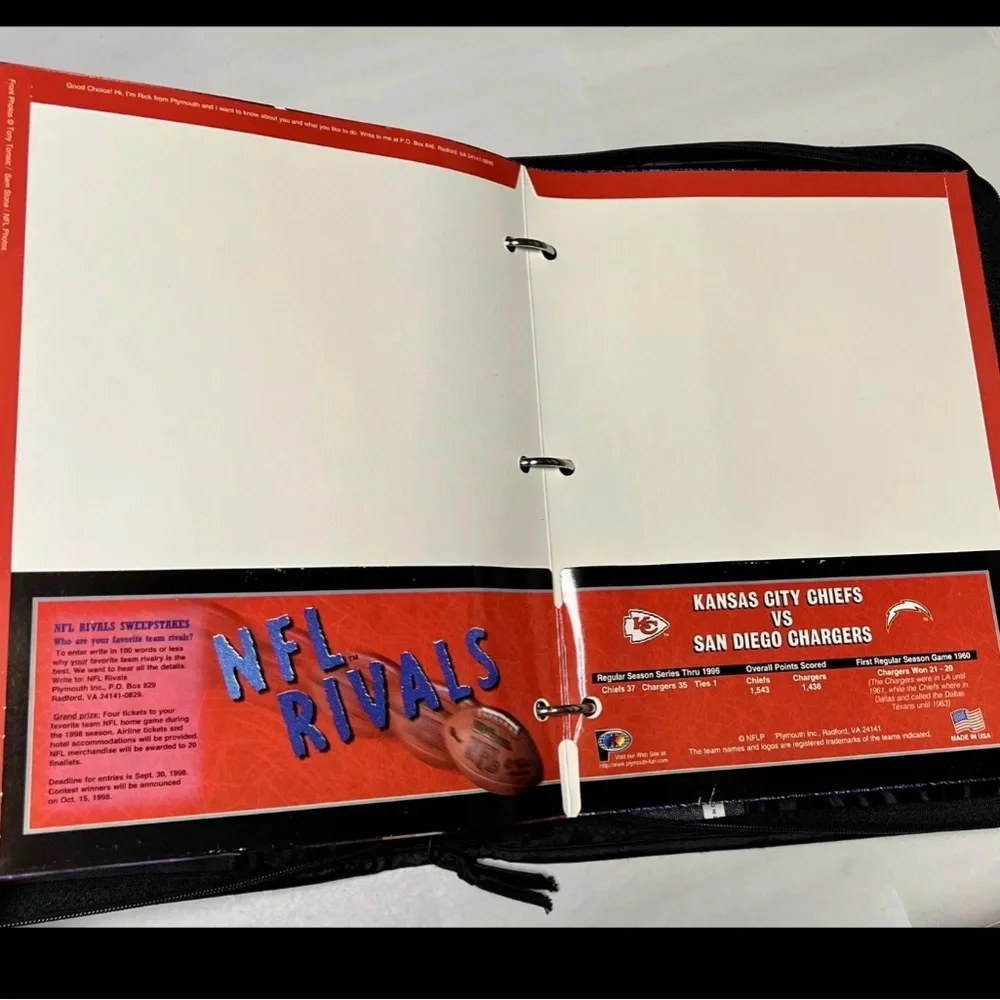 VTG Dallas Cowboys Troy Aikman Zip Binder NFL Rivals Folders Chargers Chiefs